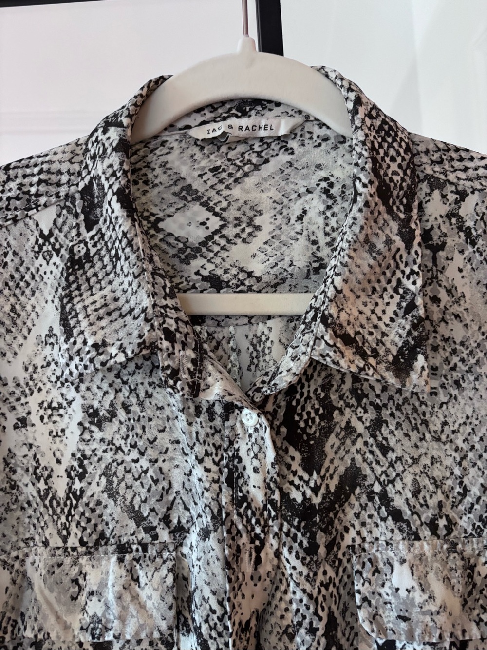 Zac & Rachel Black and White Snake-Print Button-Down Shirt